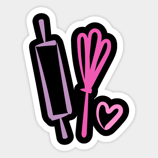 Set of cute baking utensils in pastel colors Sticker by JDawnInk